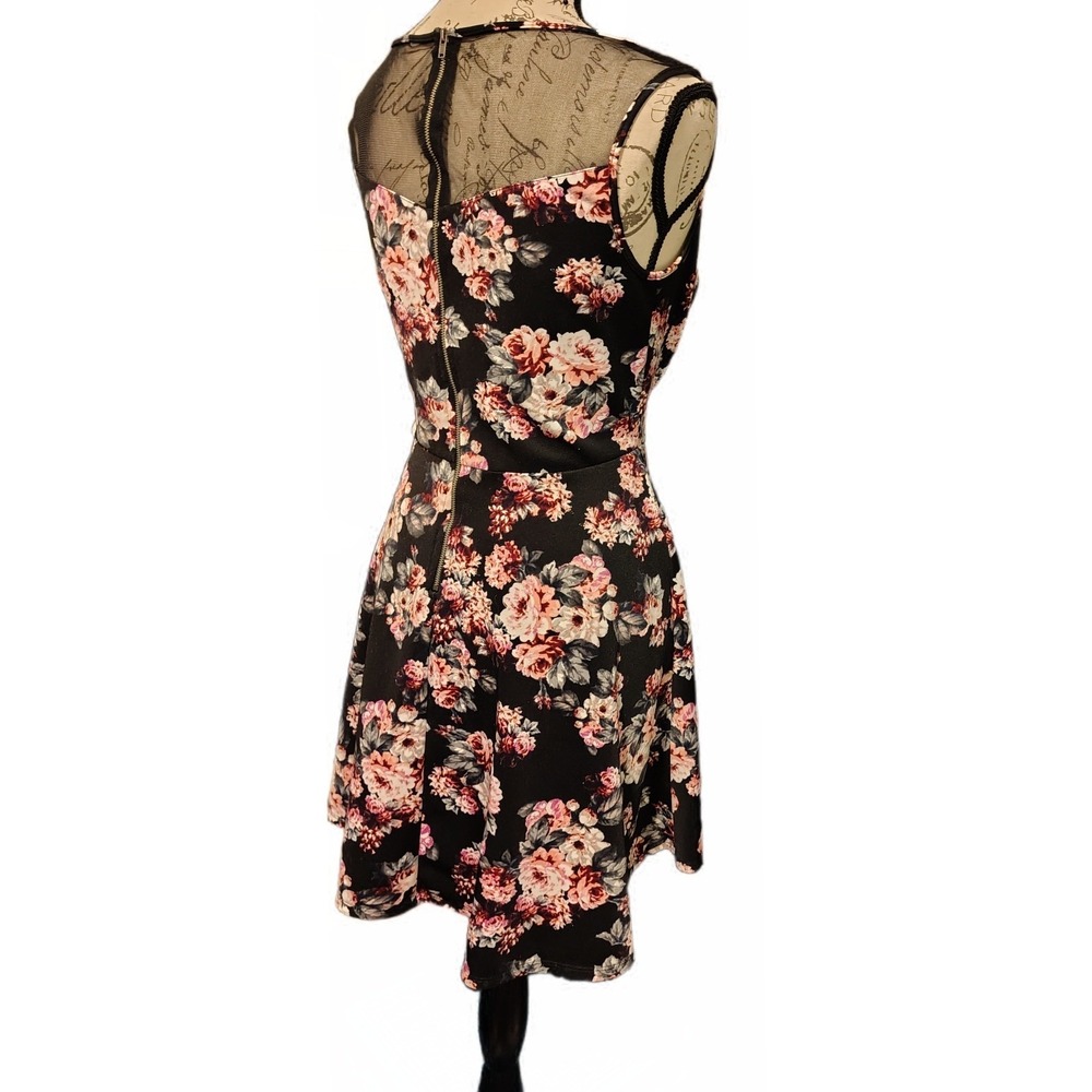 Womens Rose Floral Sweetheart Boat Neck A Line Knee Length Dress M Whimsygoth - Picture 6 of 9